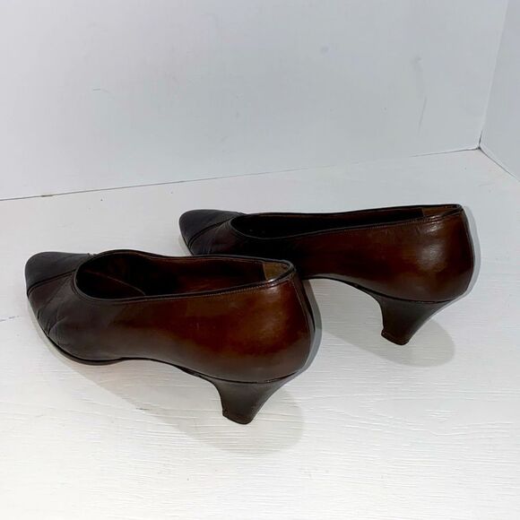 Bally Suisse Bellezza Brown Luxury Leather Snake Print Design Point Toe Pumps - Picture 6 of 17